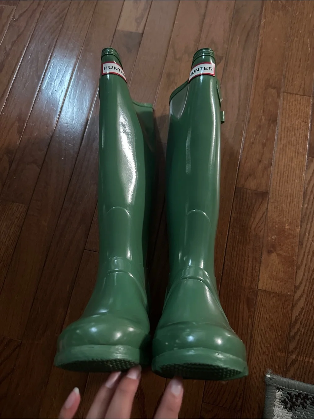 Like New Hunter Glossy Green Knee-High Rain Boots - 6W